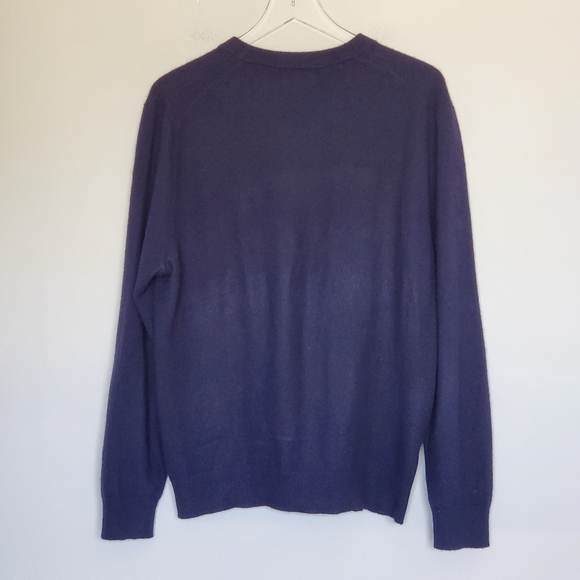 QI Cashmere V-Neck Pullover Sweater Navy Blue Men Size L - Picture 5 of 6